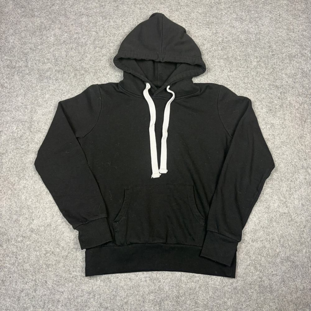 Fashion Nova Black Pullover Hoodie Sweatshirt Small White Drawstring Streetwear